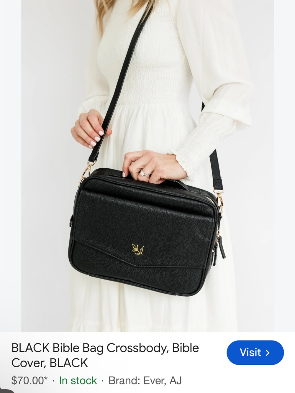 Ever AJ Black Pebbled Leather Crossbody Bag pocket in front and back Bible case